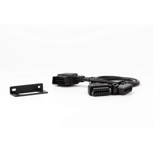 YPP Angled Universal Full 16pin OBD2 OBD II Splitter Extension Y Cable Dual Female with Indash Bracket for GPS Tracker Diagnostic Reader 