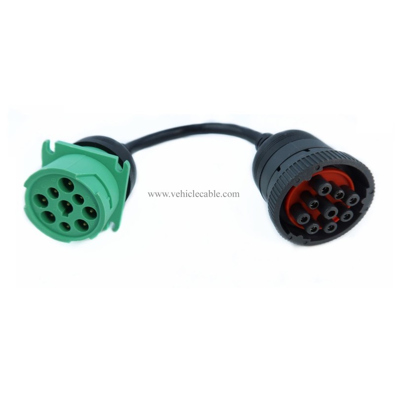 Gray 9Pin Type1 J1939 Port to New Green 9pin Type2 J1939 Port Cable Turn 9p Type1 to 9p Type2