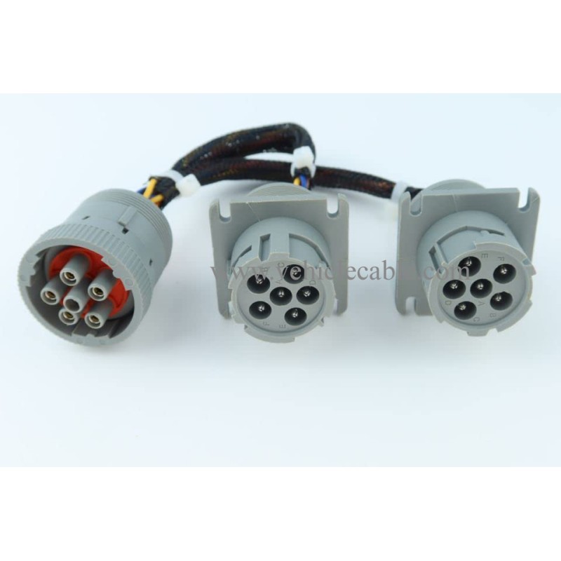6 Pin J1708 Male 1 to 2 Female Splitter Y Extension Cable for Freightliner ELD Fleet Management Device GPS 