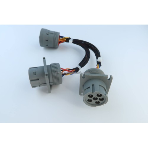 6 Pin J1708 Male 1 to 2 Female Splitter Y Extension Cable for Freightliner ELD Fleet Management Device GPS