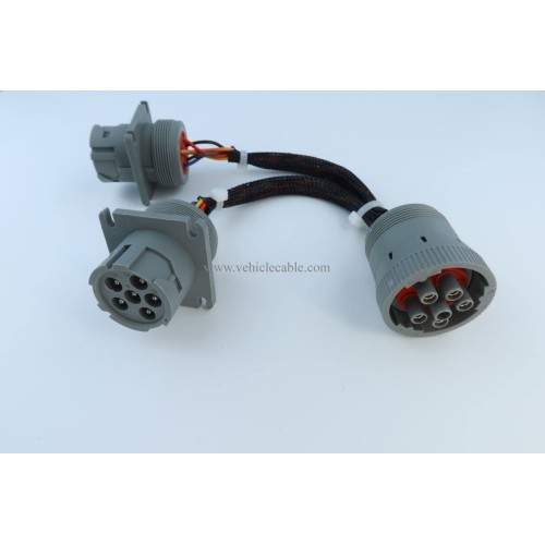 6 Pin J1708 Male 1 to 2 Female Splitter Y Extension Cable for Freightliner ELD Fleet Management Device GPS