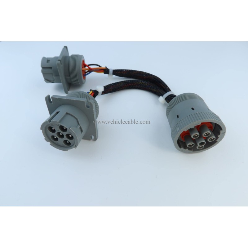 6 Pin J1708 Male 1 to 2 Female Splitter Y Extension Cable for Freightliner ELD Fleet Management Device GPS 