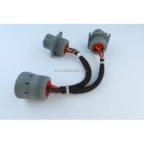 6 Pin J1708 Male 1 to 2 Female Splitter Y Extension Cable for Freightliner ELD Fleet Management Device GPS