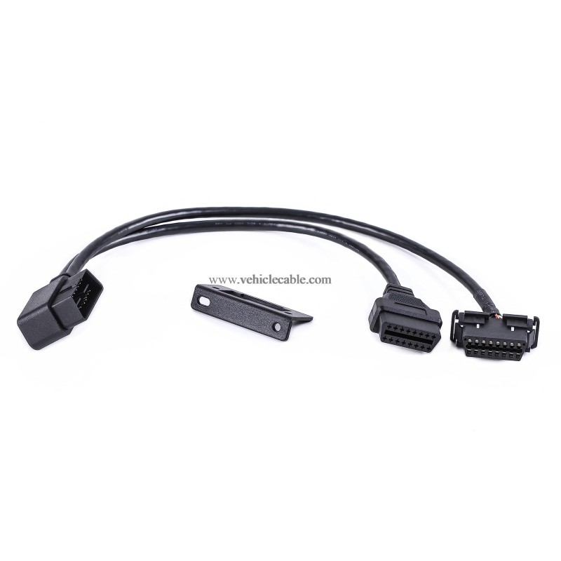 YPP Angled 16pin OBD II Splitter Extension Cable Car Indash Power & Data Cable for GPS Tracker Scan Tool 