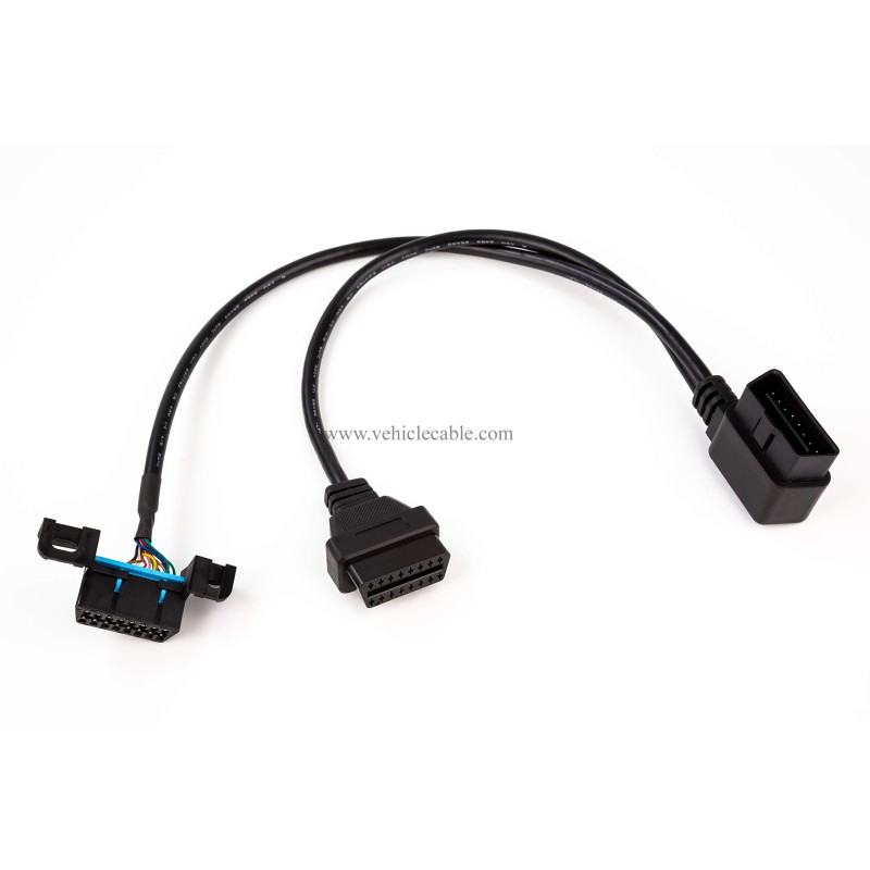 YPP Angled 16pin OBD II Splitter Extension Cable Car Indash Power & Data Cable for GPS Tracker Scan Tool 