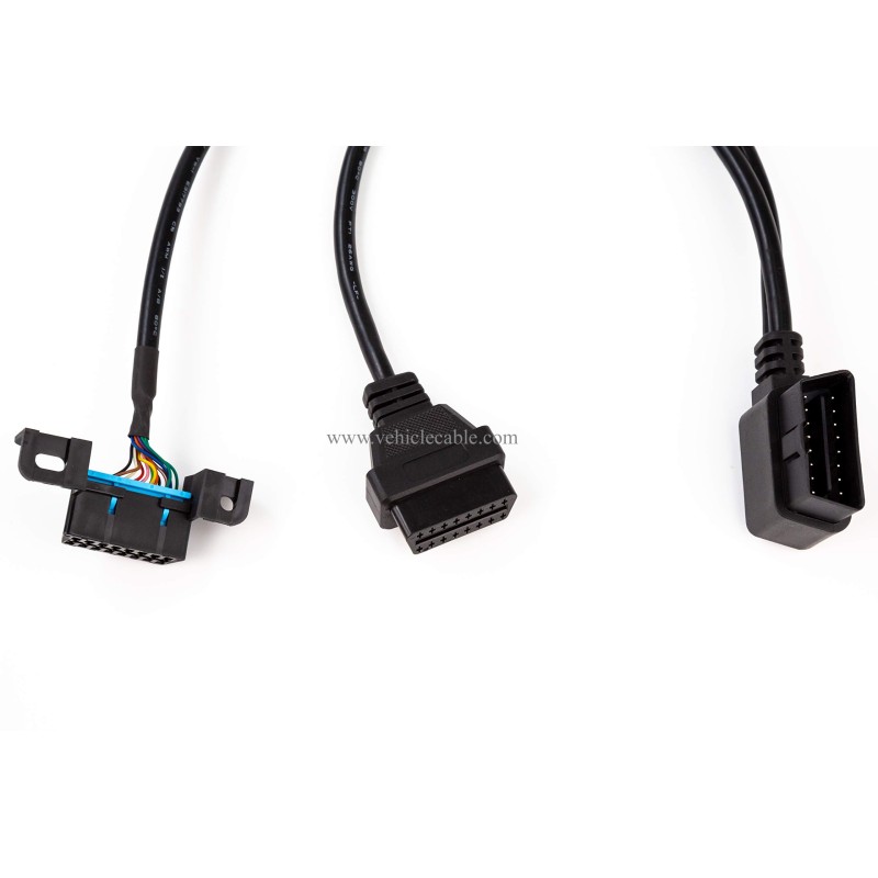 YPP Angled 16pin OBD II Splitter Extension Cable Car Indash Power & Data Cable for GPS Tracker Scan Tool 