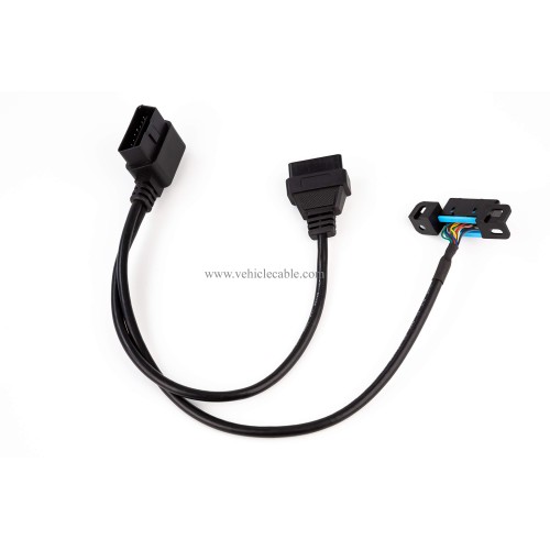 YPP Angled 16pin OBD II Splitter Extension Cable Car Indash Power & Data Cable for GPS Tracker Scan Tool