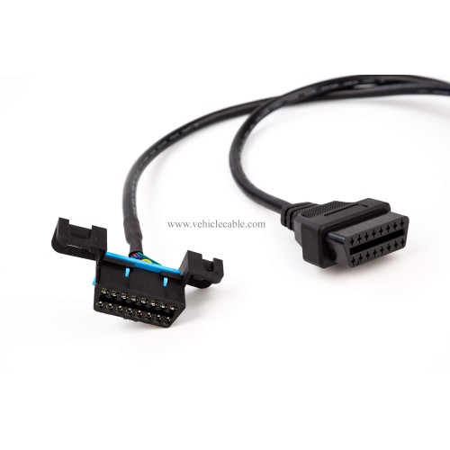 YPP Angled 16pin OBD II Splitter Extension Cable Car Indash Power & Data Cable for GPS Tracker Scan Tool
