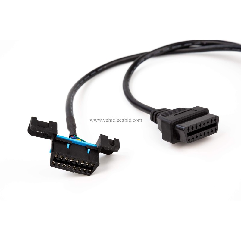 YPP Angled 16pin OBD II Splitter Extension Cable Car Indash Power & Data Cable for GPS Tracker Scan Tool 