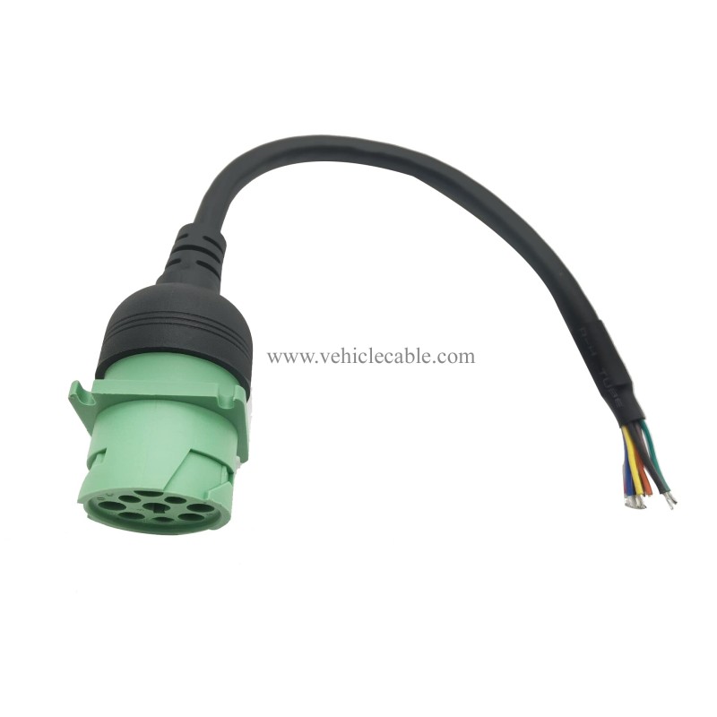 Type 2 Green 9pin J1939 Female to Open Cable 1ft/30cm 