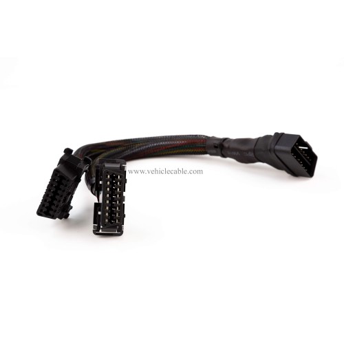 20AWG Thick Universal OBD ii Cable Split Y Cable 1 Male to Dual Female Indash Cable for Code Reader & GPS