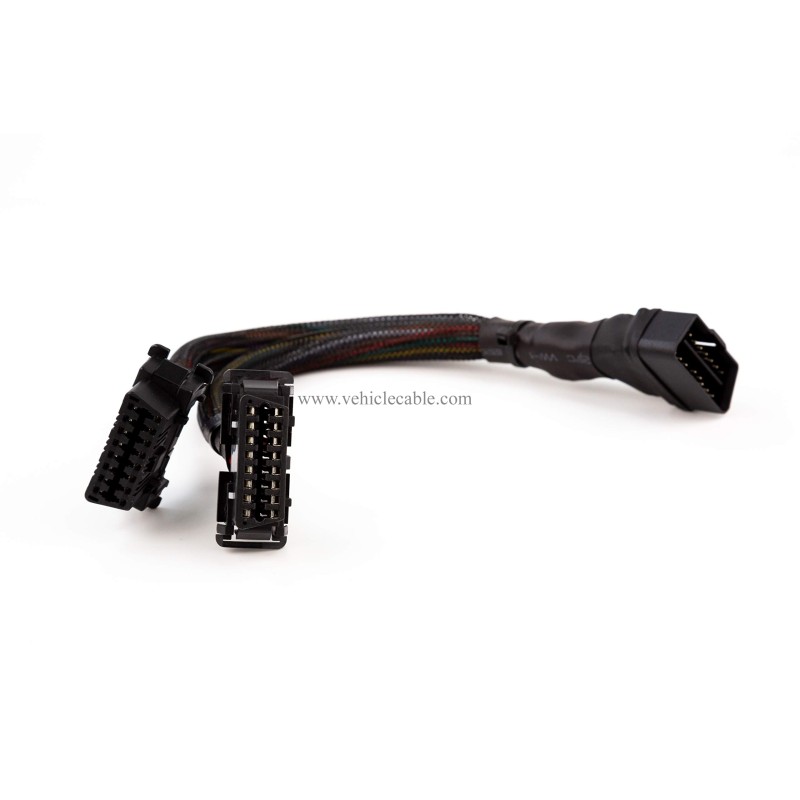 20AWG Thick Universal OBD ii Cable Split Y Cable 1 Male to Dual Female Indash Cable for Code Reader & GPS 