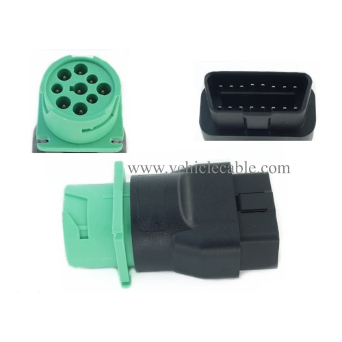 OBD2 Male to Green J1939 Female Adapter