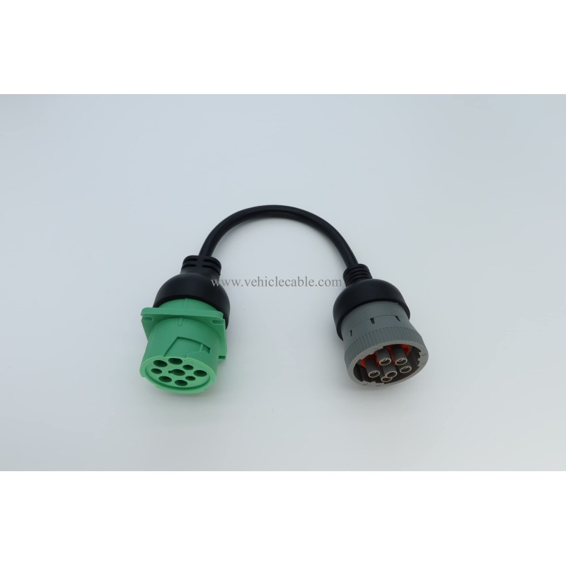 6pin J1708 to Type2 Green 9pin J1939 Adapter Cable for Trucker and car 