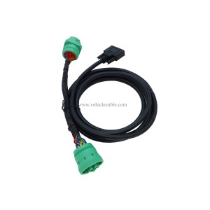 MITOB DB15 to Green Type 2 J1939 Male and Female Splitter Y Cable for Truck Freightliner ELD Device 