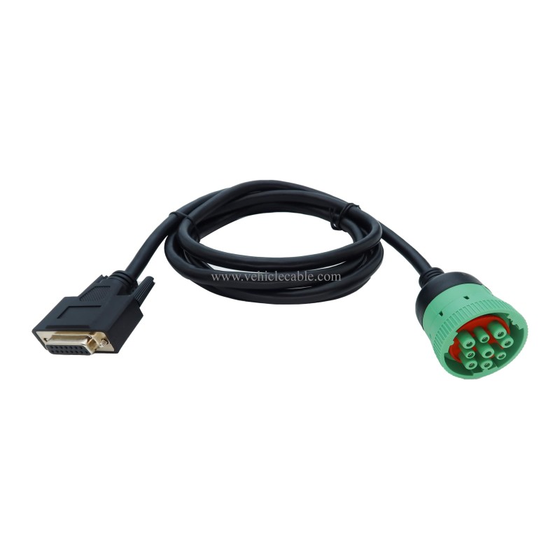  Type2 Green 9Pin J1939 to DB15 ELD Cable for Fleet Management ELD Device 