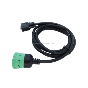  Type2 Green 9Pin J1939 to DB15 ELD Cable for Fleet Management ELD Device 