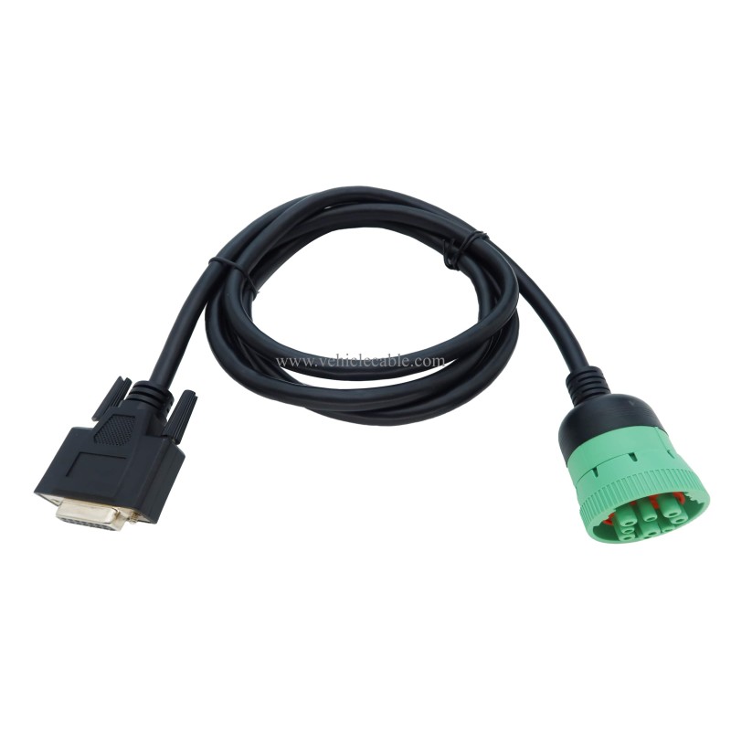  Type2 Green 9Pin J1939 to DB15 ELD Cable for Fleet Management ELD Device 
