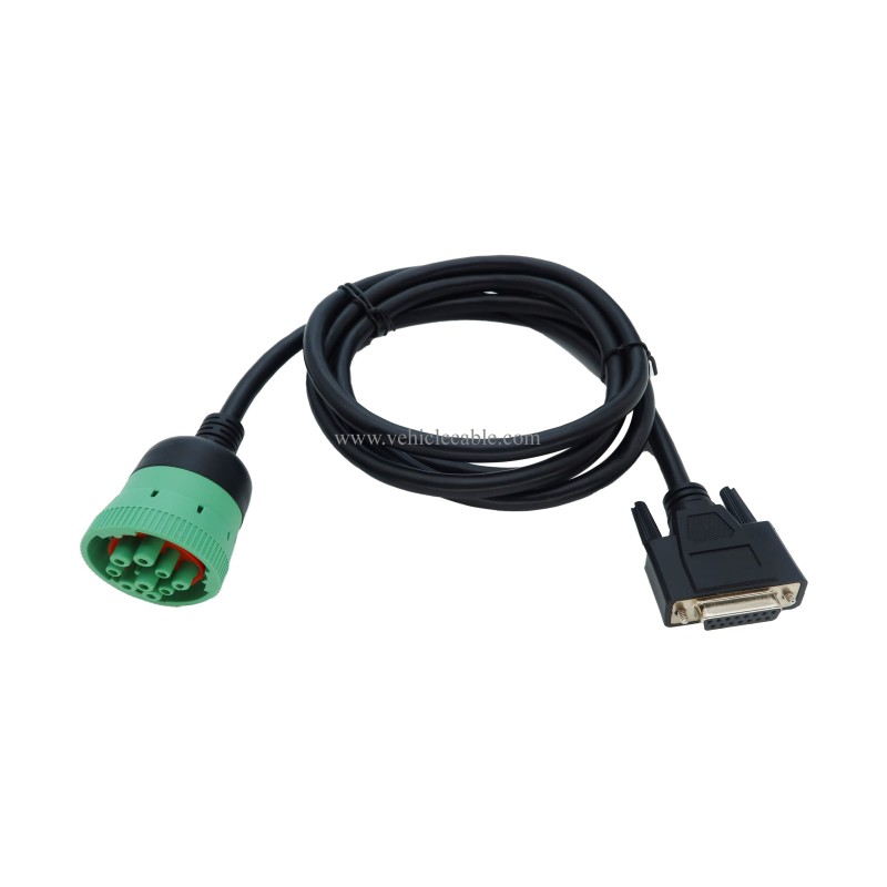  Type2 Green 9Pin J1939 to DB15 ELD Cable for Fleet Management ELD Device 