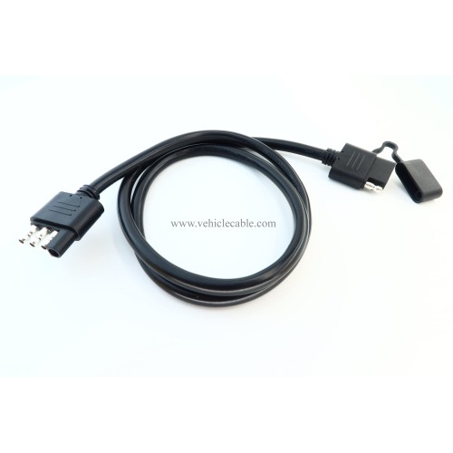 4 Way Trailer Extension Cable 4 Pin Male to Female Wiring Harness Adapter with Overmolded Waterproof Connectors Thick 16AWG Gauge (3ft)