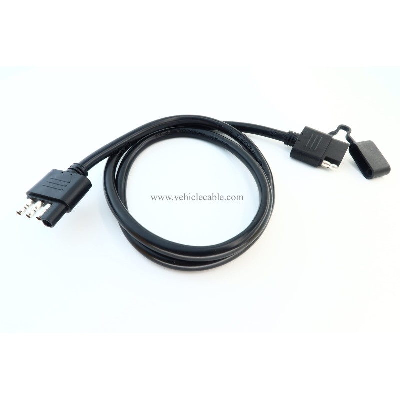 4 Way Trailer Extension Cable 4 Pin Male to Female Wiring Harness Adapter with Overmolded Waterproof Connectors Thick 16AWG Gauge (3ft) 
