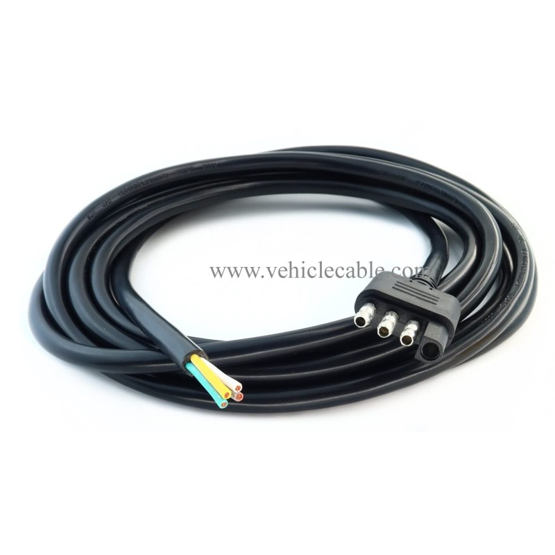4Pin Trailer Male to Open Cable Wiring Harness for Trailer Hitch Wiring (12ft) 