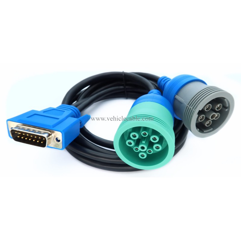 MITOB DB15 to 9pin J1939 and 6pin J1708 Splitter Y Cable for USB Link1 