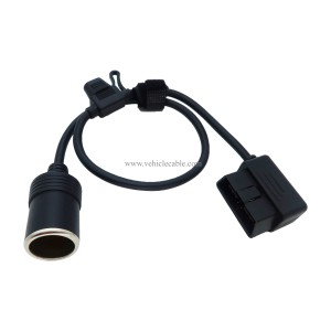 Right Angle Low-Profile OBD2 Male to Cigar Lighter Female Connector Cable Car Constant Power Cable 2ft/60cm 