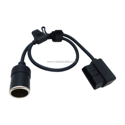 Right Angle Low-Profile OBD2 Male to Cigar Lighter Female Connector Cable Car Constant Power Cable 2ft/60cm