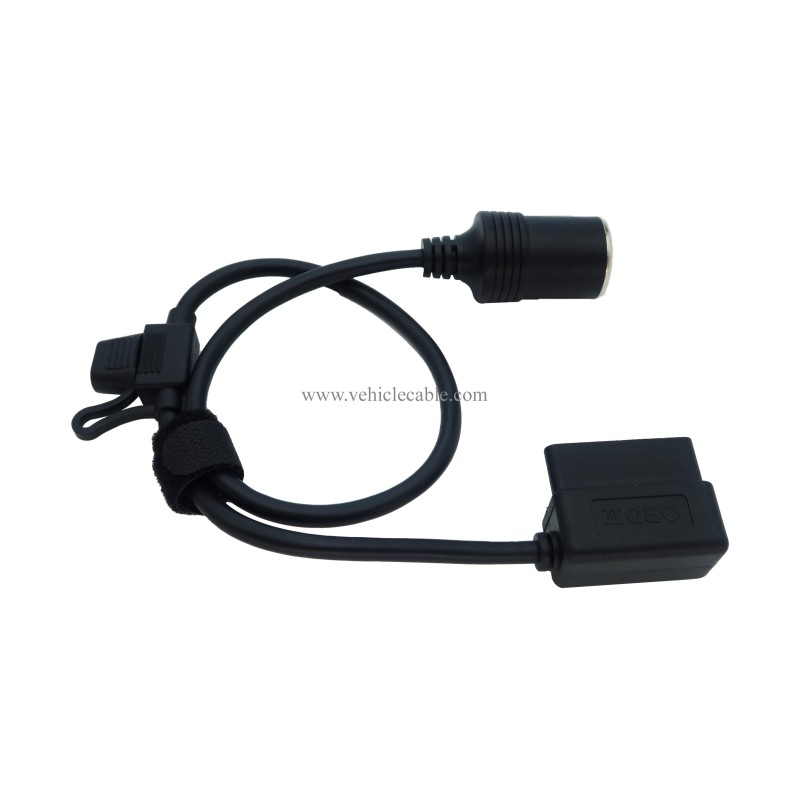 Right Angle Low-Profile OBD2 Male to Cigar Lighter Female Connector Cable Car Constant Power Cable 2ft/60cm 