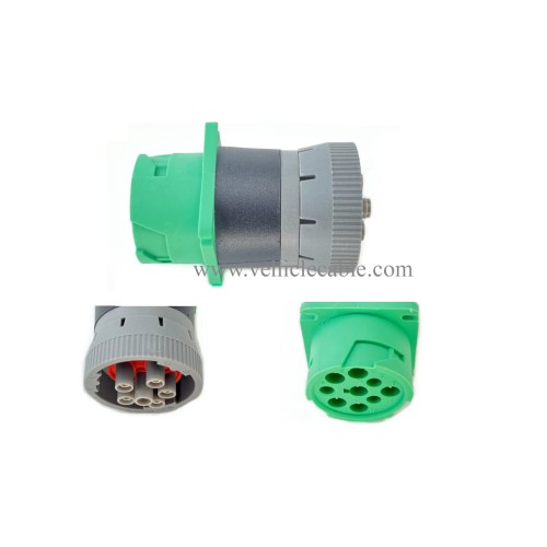 J1939-J1708 Adapter Green 9Pin Type 2 to 6Pin Adapter for Truck Freightliner