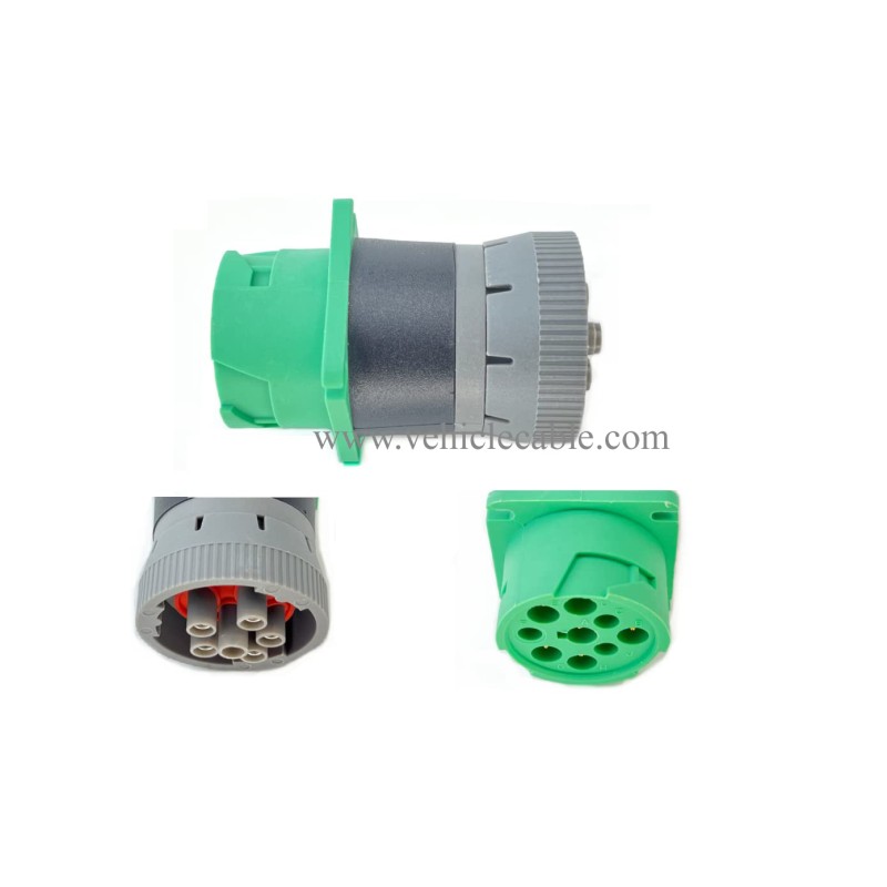 J1939-J1708 Adapter Green 9Pin Type 2 to 6Pin Adapter for Truck Freightliner 