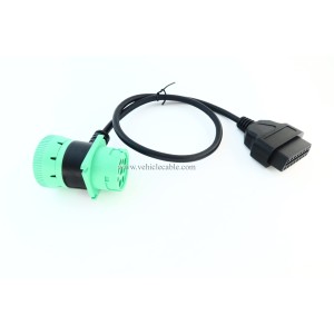 Green 9 Pin Male to 9 Pin Female to OBD 2 Extension Cable J1939 to OBD ii 16pin Adapter Cable 