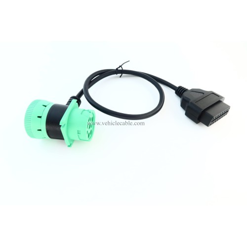 Green 9 Pin Male to 9 Pin Female to OBD 2 Extension Cable J1939 to OBD ii 16pin Adapter Cable