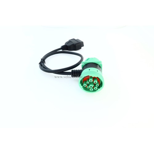 Green 9 Pin Male to 9 Pin Female to OBD 2 Extension Cable J1939 to OBD ii 16pin Adapter Cable