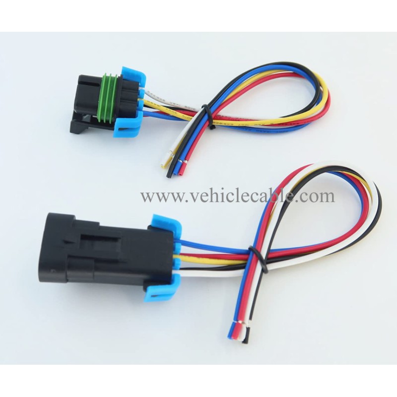 Male and Female Wire Harenss Pigtail Cable Sealed 5 pin Headlight Assembly Pigtail Connector Set Compatible with GM Pontiac G6 