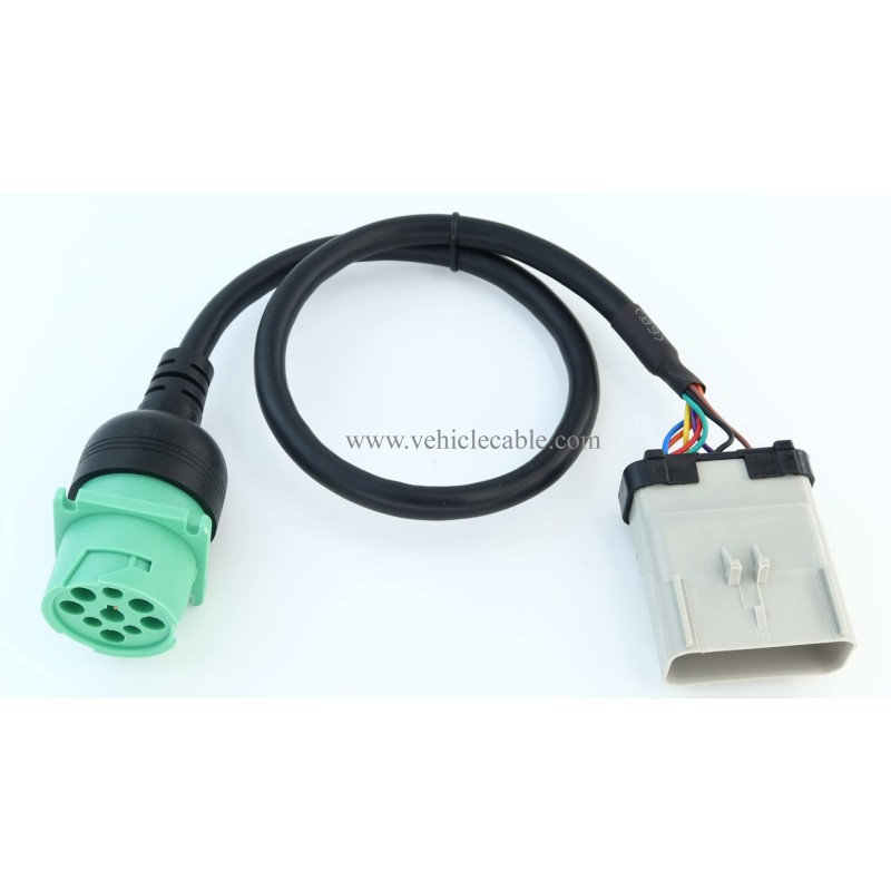 14pin RP1226 to 9pin J1939 Cable RP-1226 VECU Accessory Connector A2829T2-24 14 Way to 9 pin J1939 RP1226 ELD 24" 