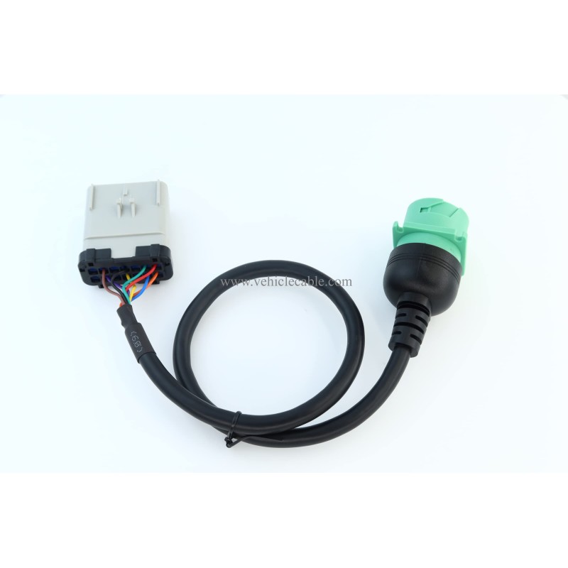 14pin RP1226 to 9pin J1939 Cable RP-1226 VECU Accessory Connector A2829T2-24 14 Way to 9 pin J1939 RP1226 ELD 24" 