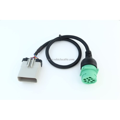 14pin RP1226 to 9pin J1939 Cable RP-1226 VECU Accessory Connector A2829T2-24 14 Way to 9 pin J1939 RP1226 ELD 24"