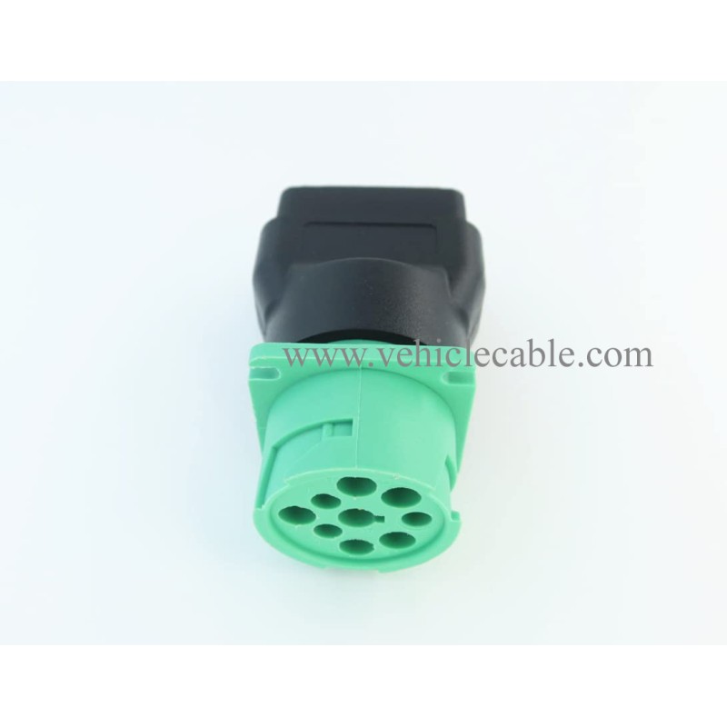 WBLD 16pin OBDii OBD2 Male to J1939 Female Adapter Type2 Green 9pin for Volvo Mack 