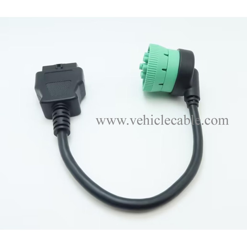WBLD Right Angle 9pin J1939 Male to 16pin OBD2 OBDii Female Port Adapter Cable for Diagnostic Tool & ELD Tracker (J1939 to OBD2 Port) 
