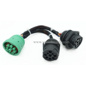 Type2 Green J1939 Male to 2pcs J1939 Type 2 Female Connector Threaded and Flange J1939 Splitter Y Cable Works for Both Type 1 and Type 2 