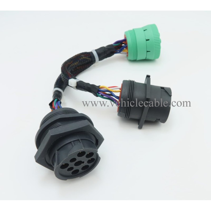 Type2 Green J1939 Male to 2pcs J1939 Type 2 Female Connector Threaded and Flange J1939 Splitter Y Cable Works for Both Type 1 and Type 2 