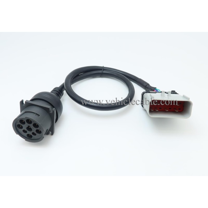 WBLD 14pin RP1226 Male to J1939 Type 1 Female Black 9 Pin Connector Adapter Cable 