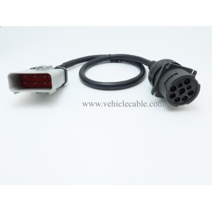 WBLD 14pin RP1226 Male to J1939 Type 1 Female Black 9 Pin Connector Adapter Cable 