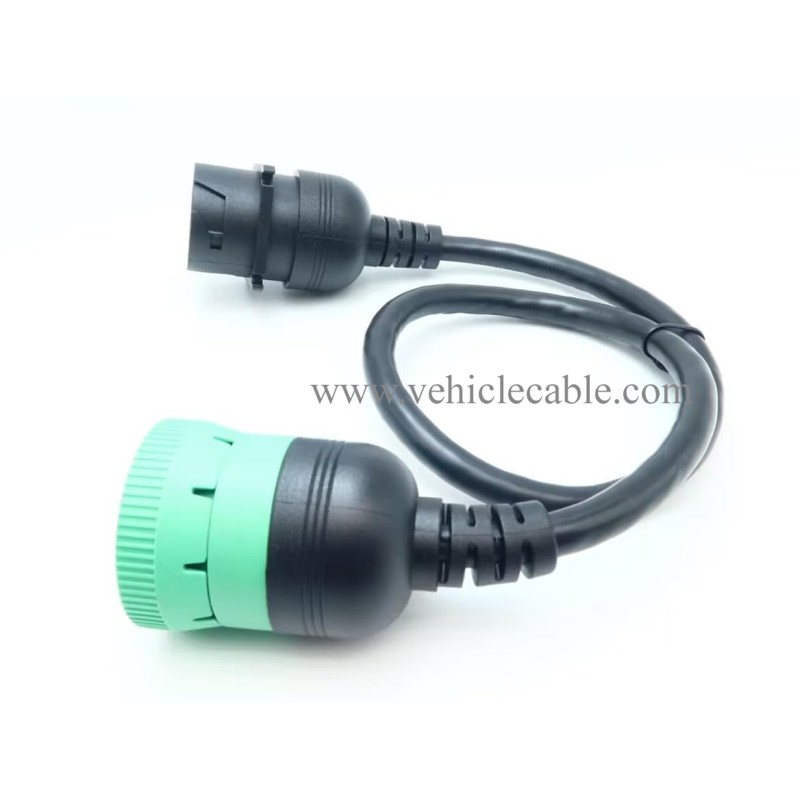 WBLD Overmolded 9 pin J1939 Green Type 2 Male to J1939 Gray Type 1 Female Cable 
