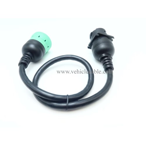 WBLD Overmolded 9 pin J1939 Green Type 2 Male to J1939 Gray Type 1 Female Cable