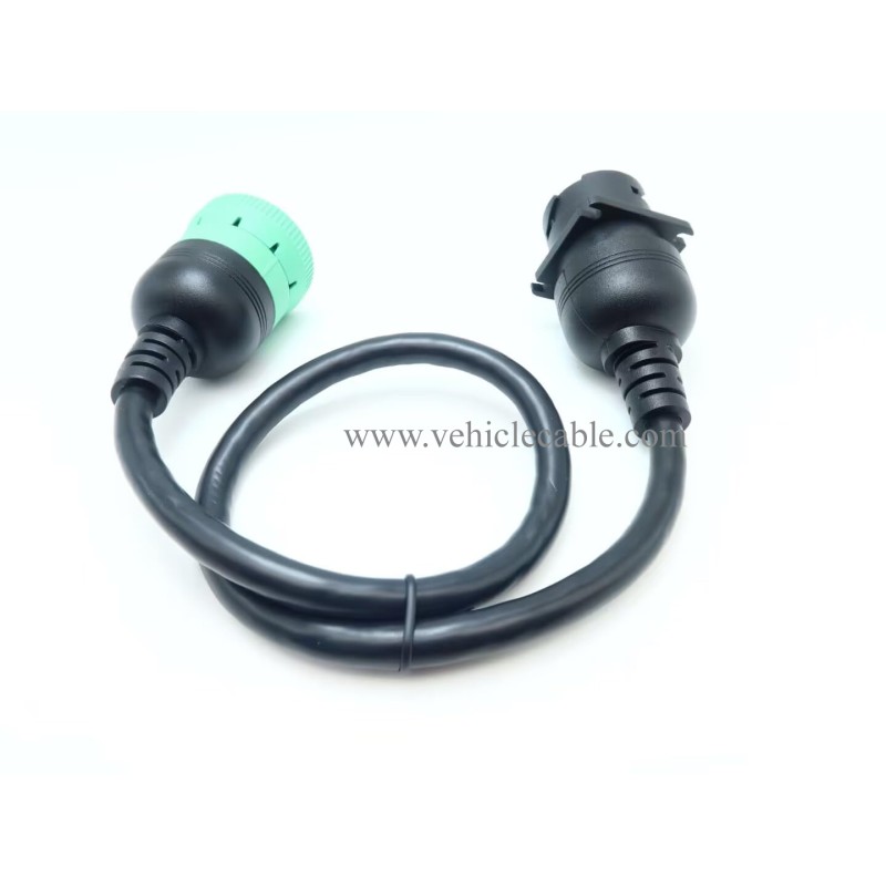 WBLD Overmolded 9 pin J1939 Green Type 2 Male to J1939 Gray Type 1 Female Cable 