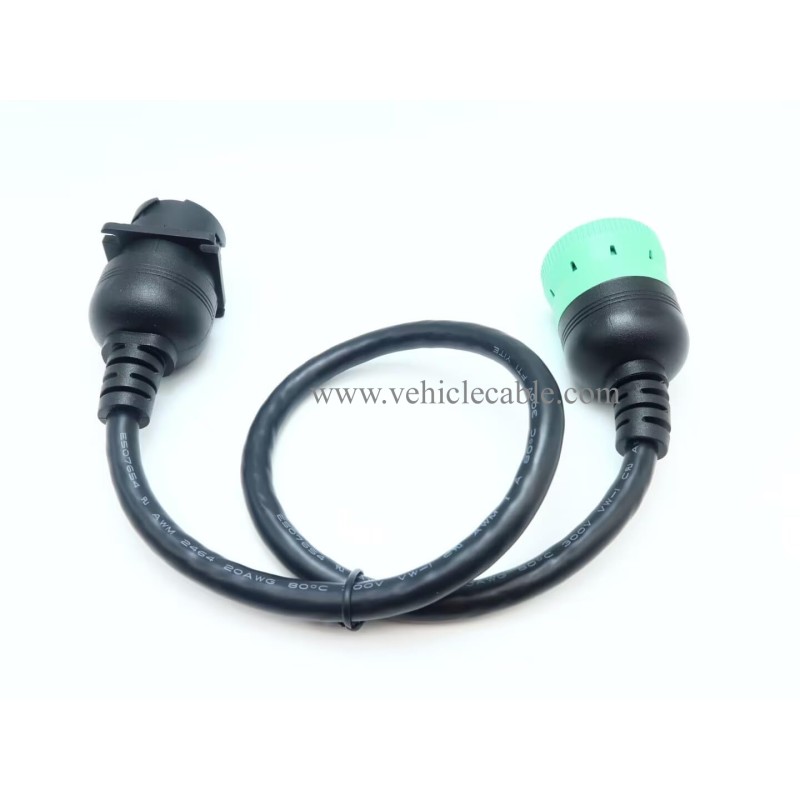WBLD Overmolded 9 pin J1939 Green Type 2 Male to J1939 Gray Type 1 Female Cable 