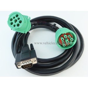 WBLD Green Type 2 J1939 Male and Female 9pin to DB15 Male Splitter Y Cable for Cal amp 5C994-2 